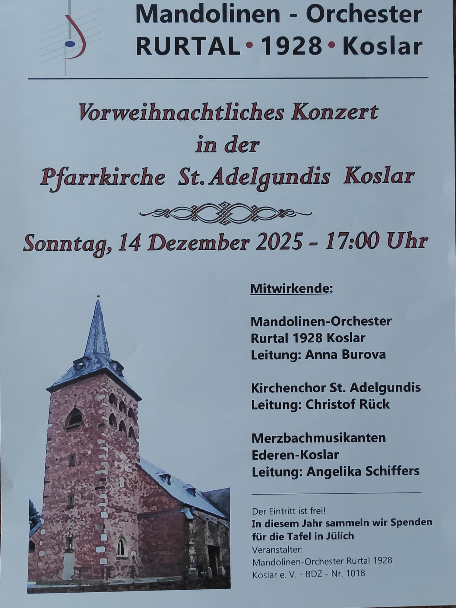 Auftritt Weihnachtskonzert in der Kirche